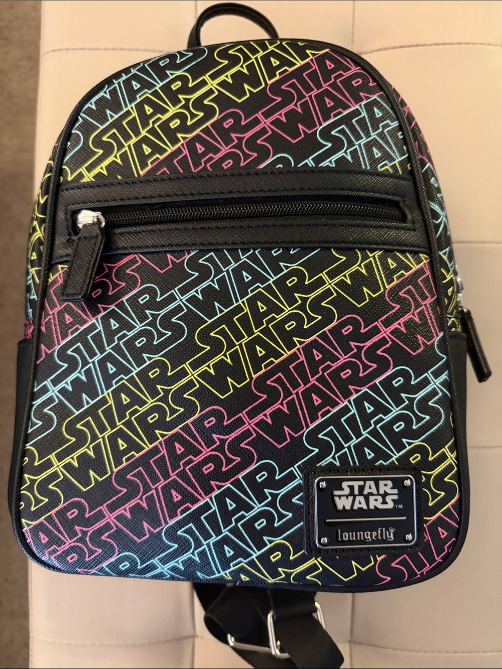 Loungefly Black Mini Backpack with Neon Star Wars Logo Print